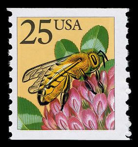 The honeybee on a postal stamp